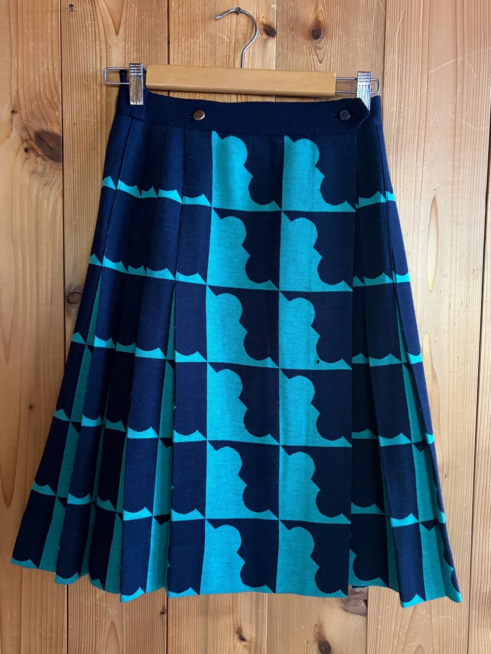 Lanvin 70s Vintage Wool Pleated Skirt